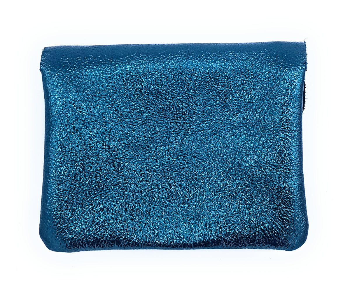 Aponi Iridescent Leather Purse ~ Duck Blue