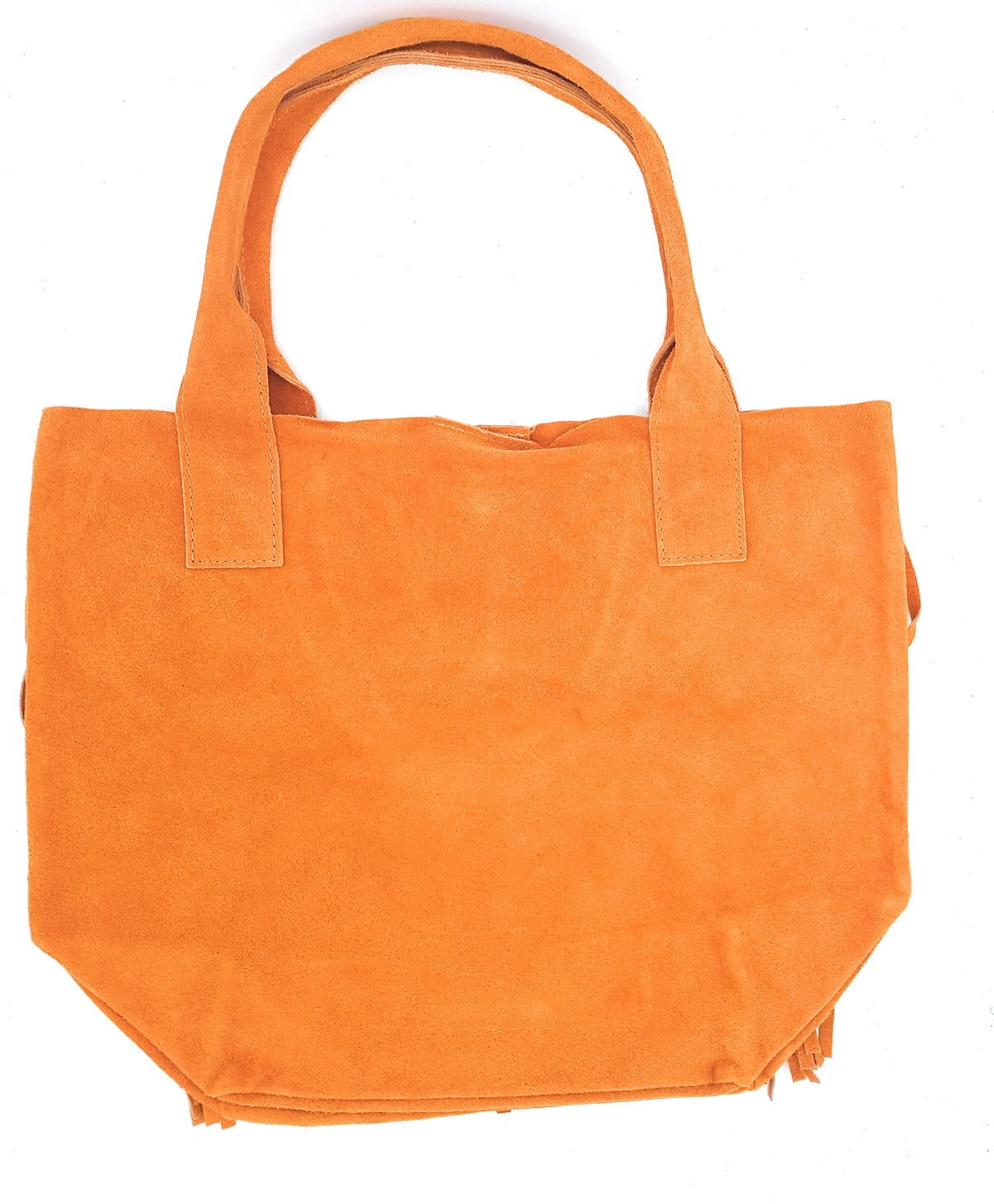 Sac shopper Naya en cuir suédé à franges ~ Orange