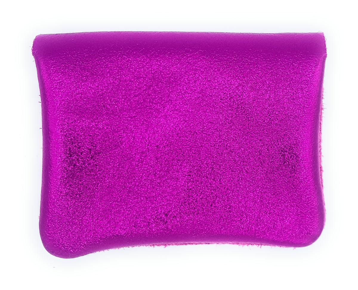 Porte-monnaie Aponi cuir suédé / irisé ~ Fuchsia