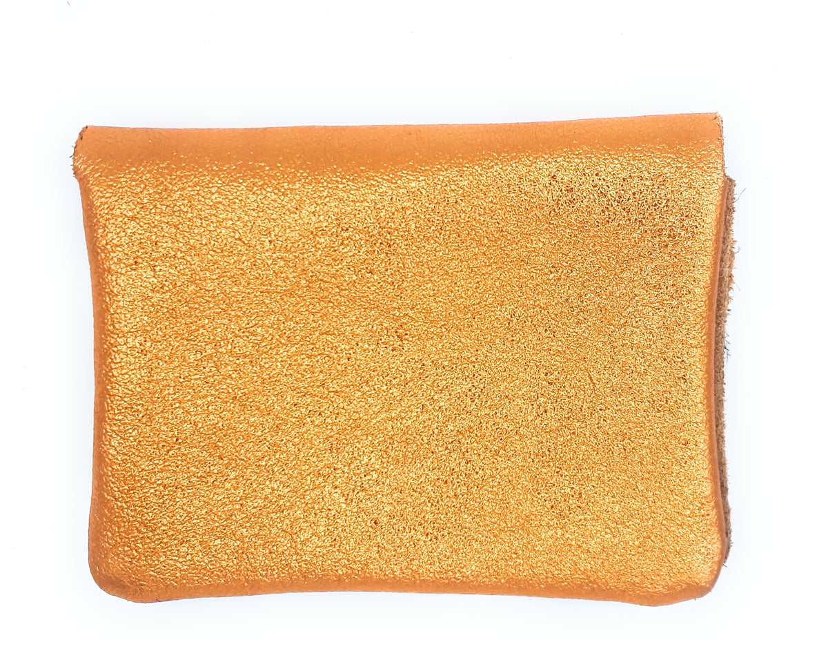 Aponi suede leather / iridescent coin purse ~ Copper / Camel