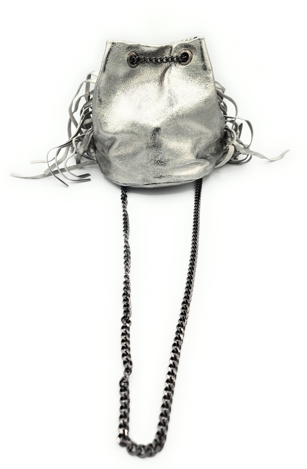 Sac bourse Anoki en cuir irisé ~ Argenté