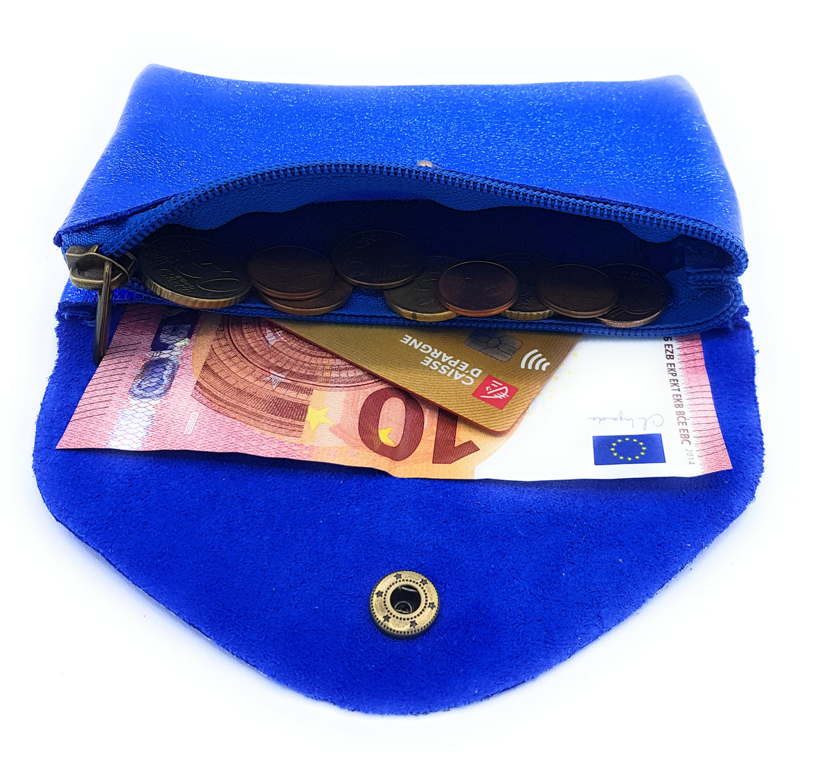 Porte-monnaie Aquene en cuir irisé Bleu royale