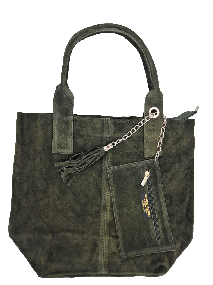 Sac shopper Aiyana en cuir suédé ~ Kaki