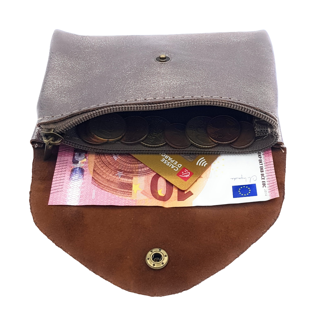 Porte-monnaie Aquene en cuir irisé ~ Étain