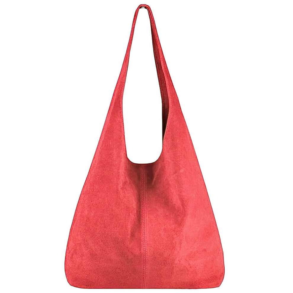 Sac cabas hobo cuir suédé Lulu ~ Rouge pastèque