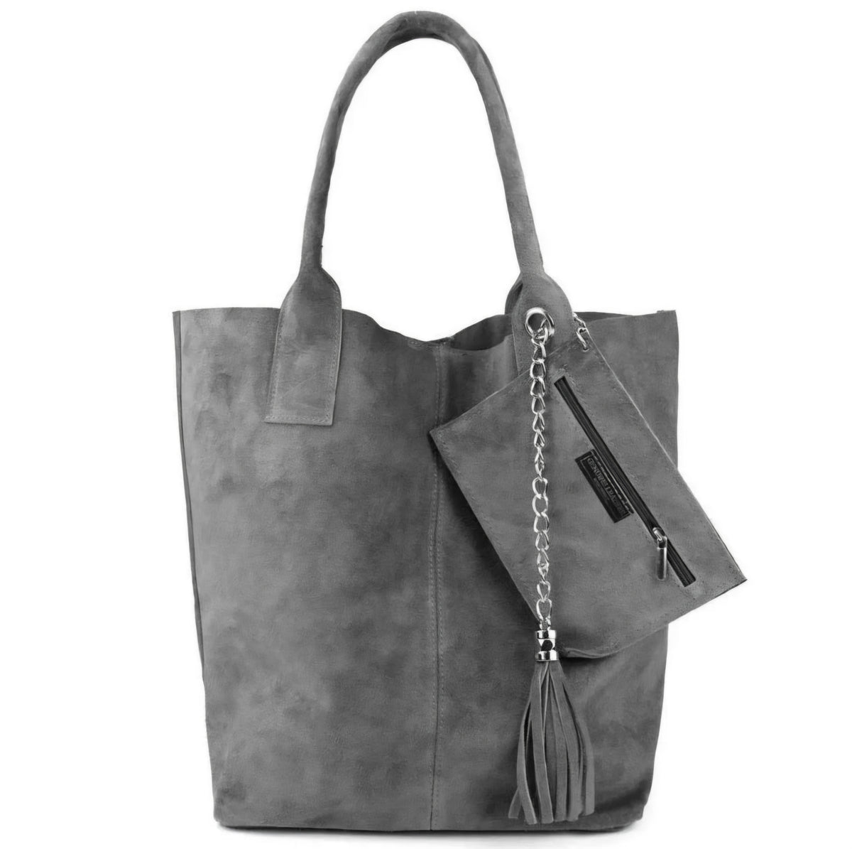 Aiyana Suede Leather Shopper Bag ~ Grey