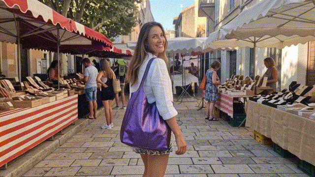 Sac cabas hobo en cuir irisé Lulu ~ Violet