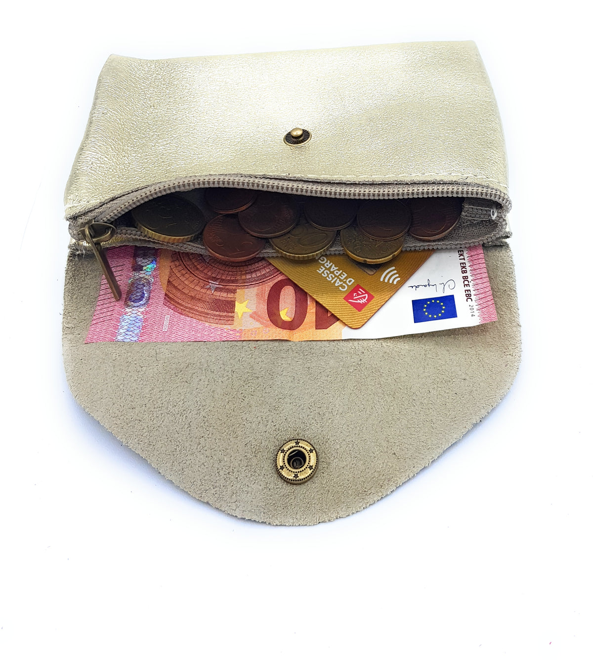 Porte-monnaie Aquene en cuir irisé Doré