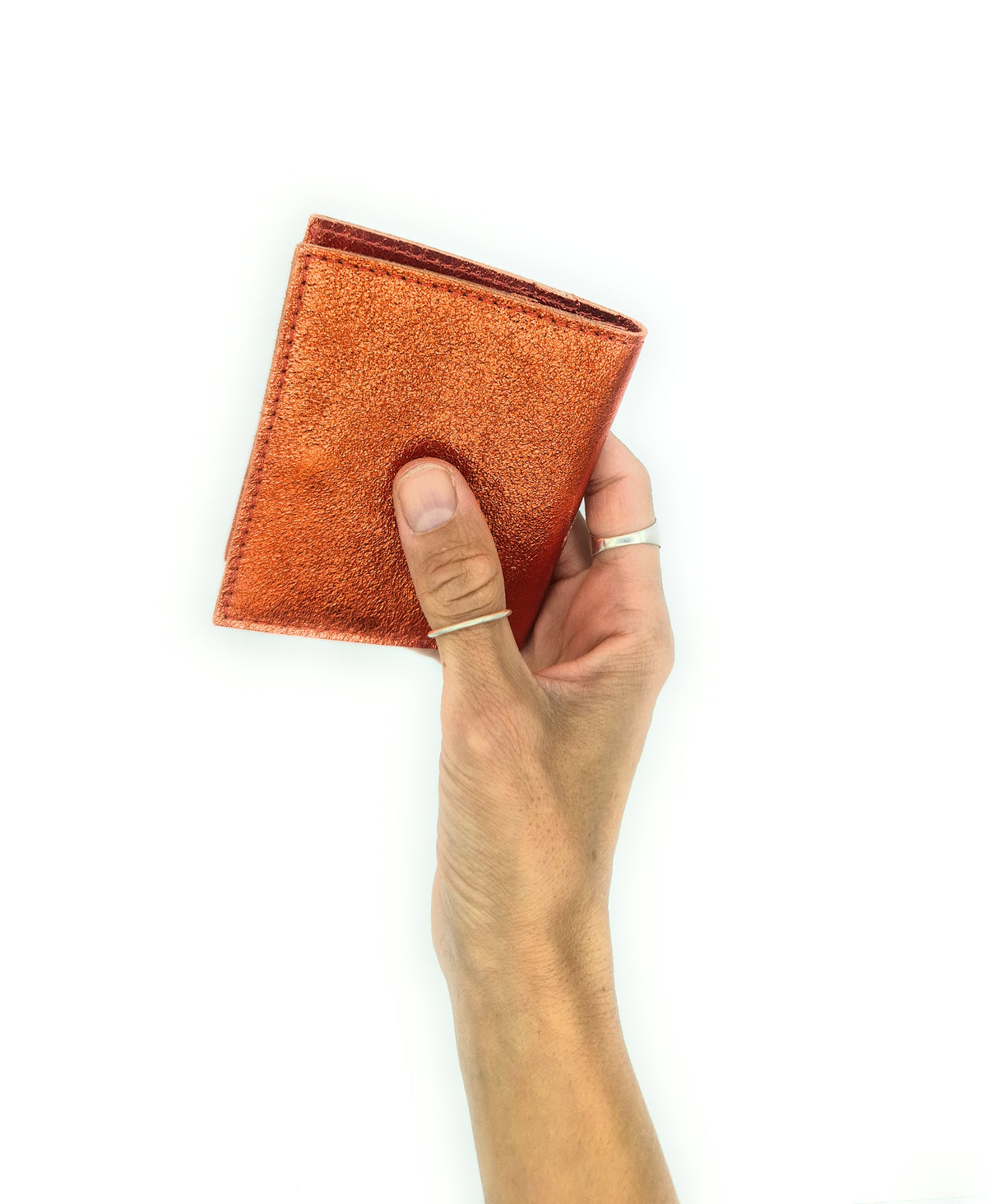 Porte-cartes Asha en cuir irisé italien ~ Orange