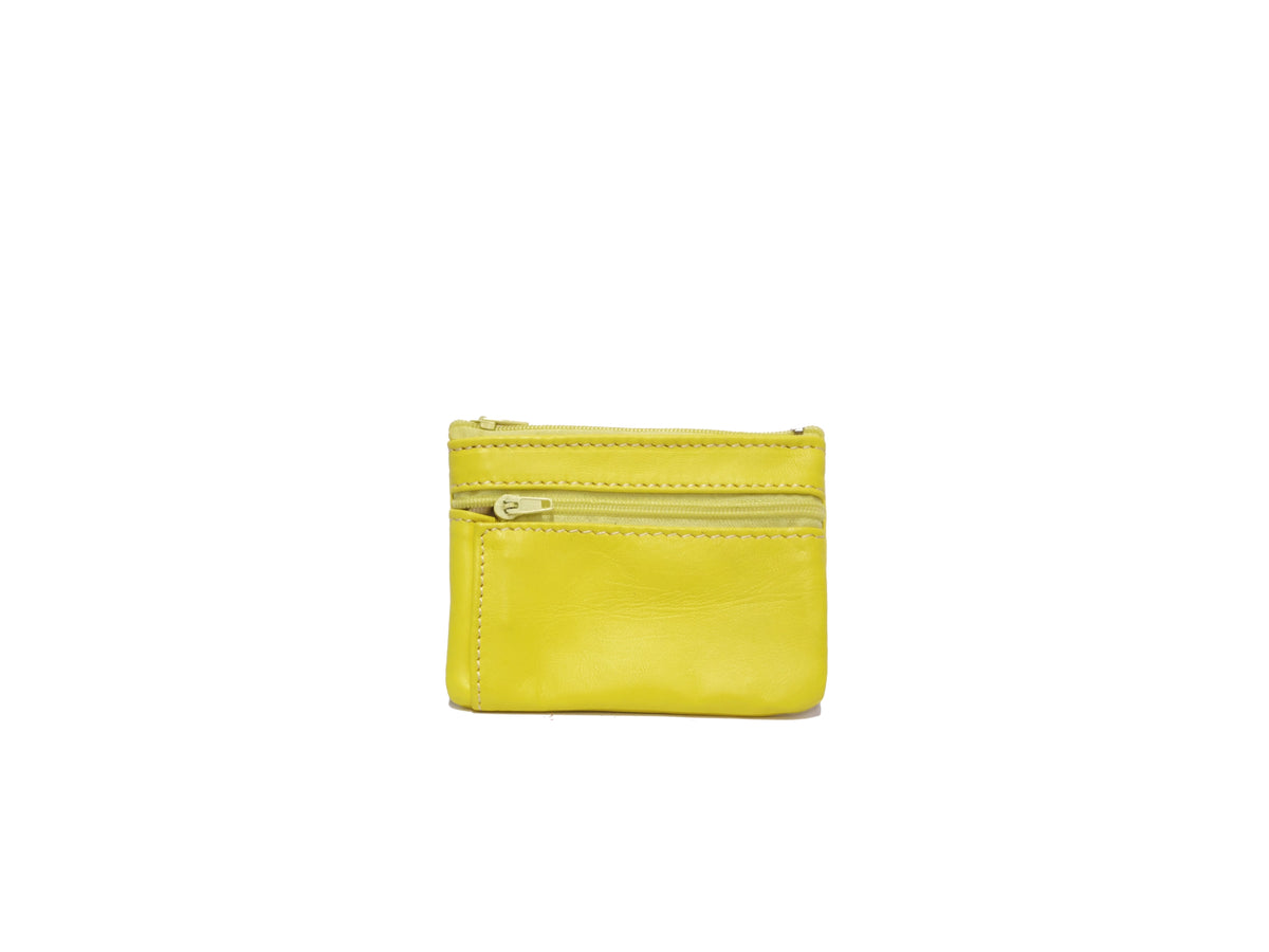 Porte-monnaie Isi en cuir revalorisé ~ Jaune citron