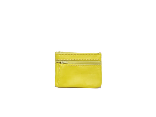 Porte-monnaie Isi en cuir revalorisé ~ Jaune citron