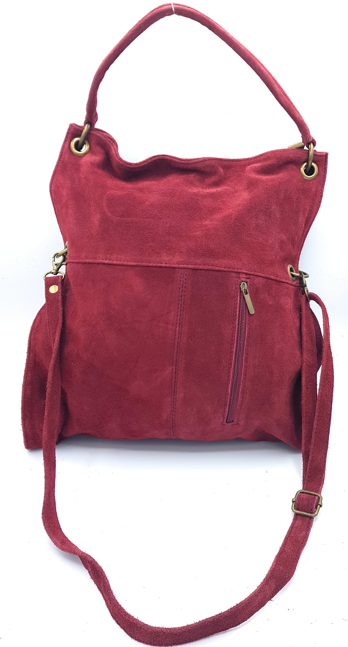 Talasi Suede Leather Messenger Bag ~ Bordeaux