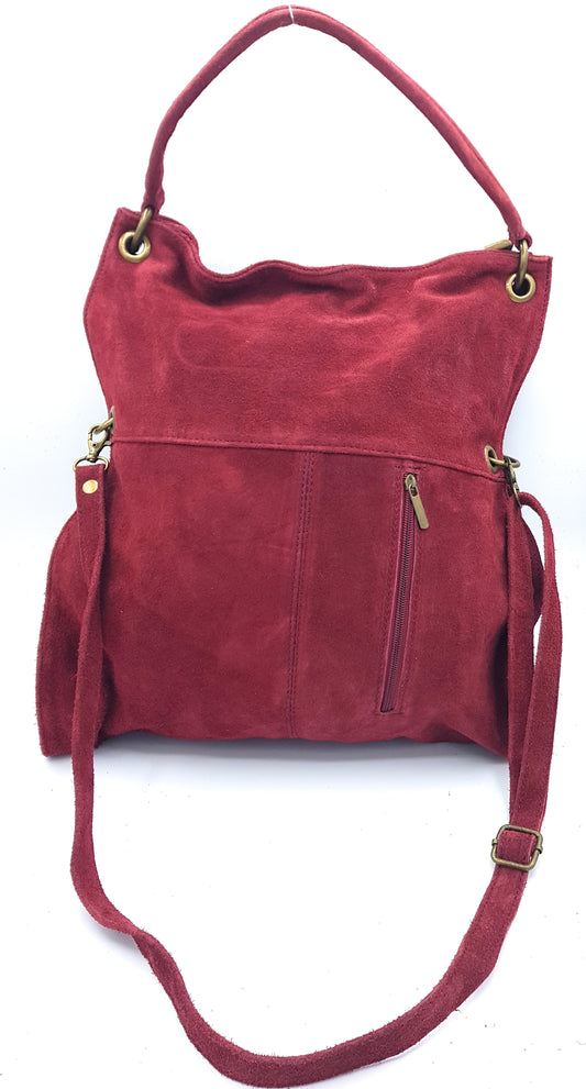 Sac besace Talasi en cuir suèdé ~ Bordeaux