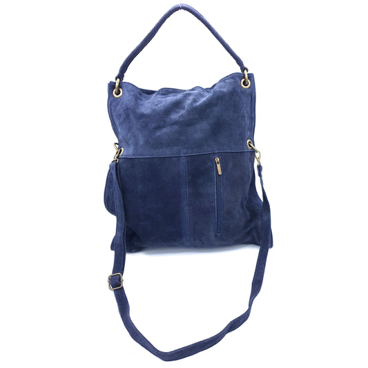 Sac besace Talasi en cuir suèdé ~ Bleu marine