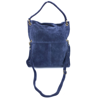 Sac besace Talasi en cuir suèdé ~ Bleu marine