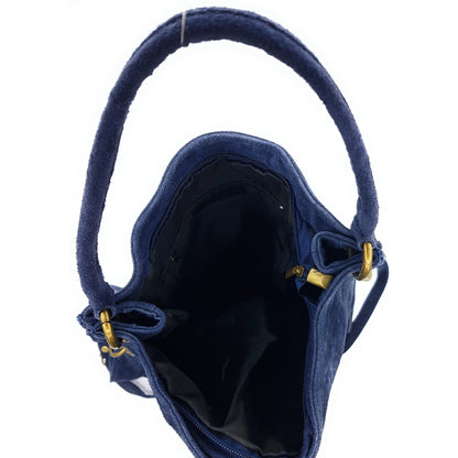 Sac besace Talasi en cuir suèdé ~ Bleu marine