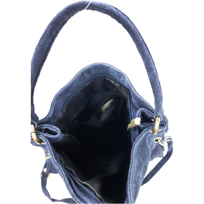 Sac besace Talasi en cuir suèdé ~ Bleu marine