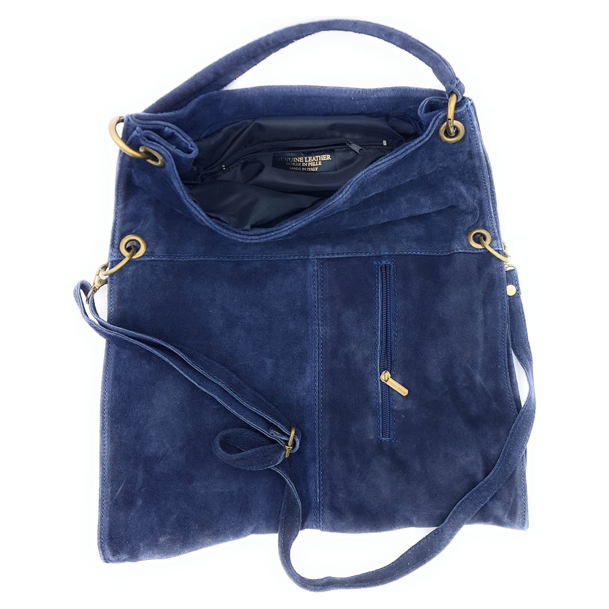 Sac besace Talasi en cuir suèdé ~ Bleu marine
