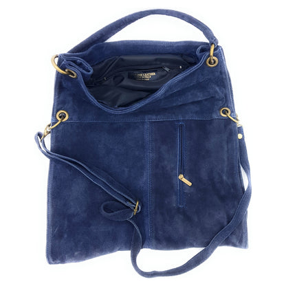 Sac besace Talasi en cuir suèdé ~ Bleu marine