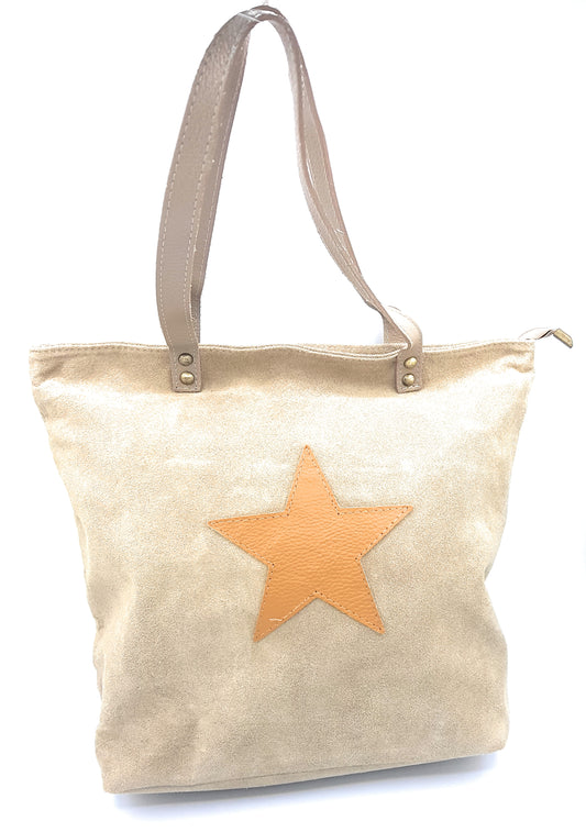 Sac shopper Aranck en cuir suèdé ~ Beige