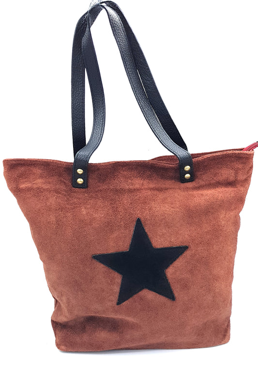 Sac shopper Aranck en cuir suèdé ~ Marron cuivré