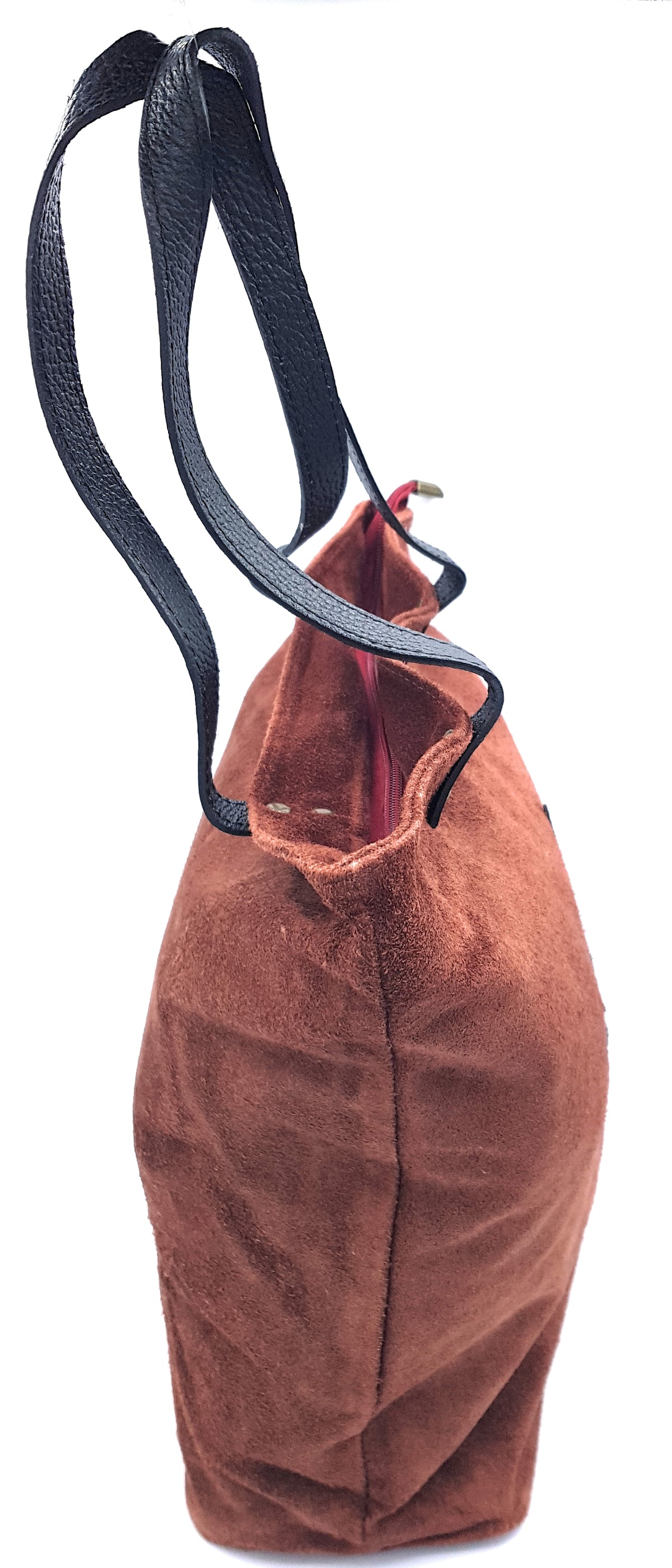 Sac shopper Aranck en cuir suèdé ~ Marron cuivré