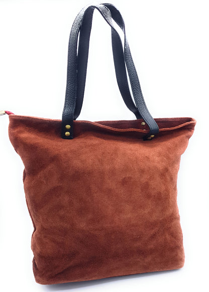 Sac shopper Aranck en cuir suèdé ~ Marron cuivré