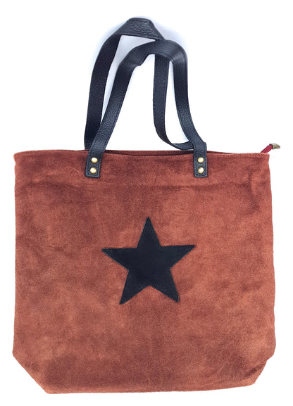 Sac shopper Aranck en cuir suèdé ~ Marron cuivré