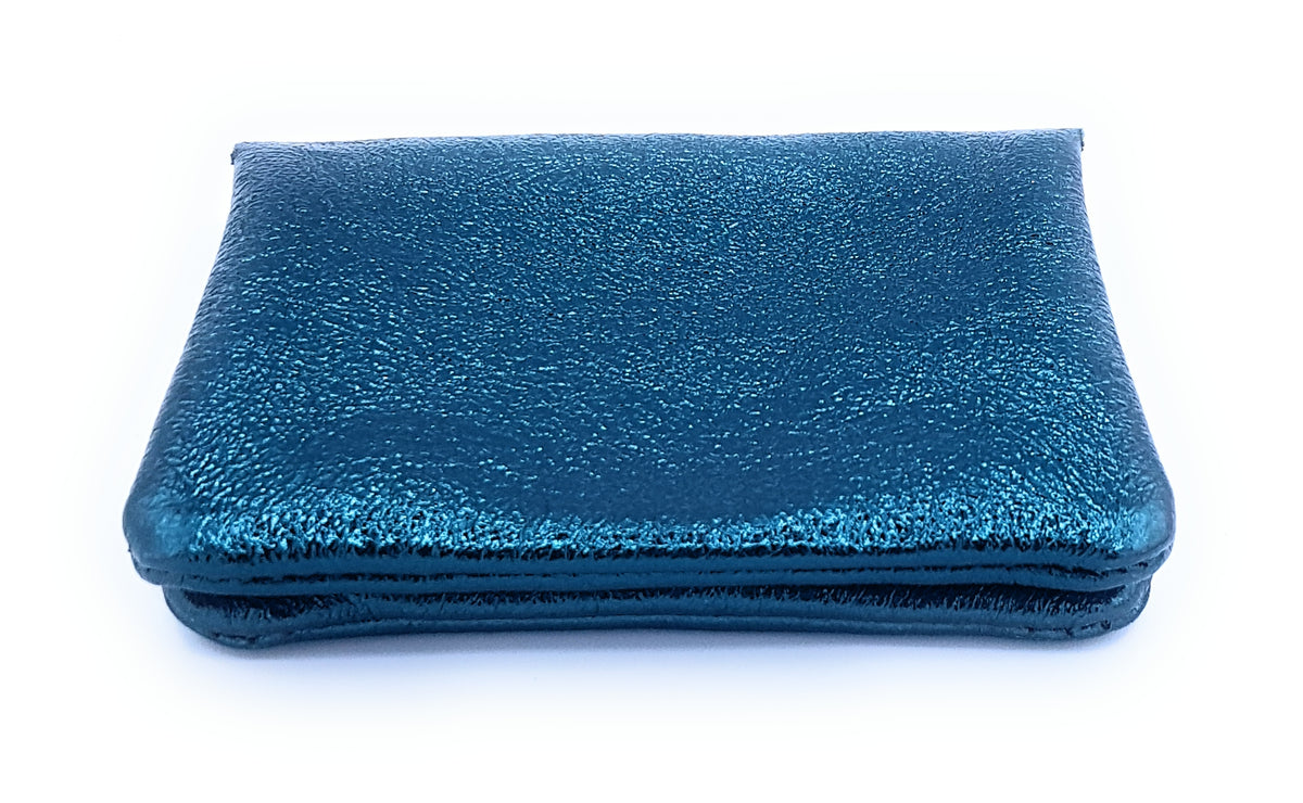 Aponi Iridescent Leather Purse ~ Duck Blue