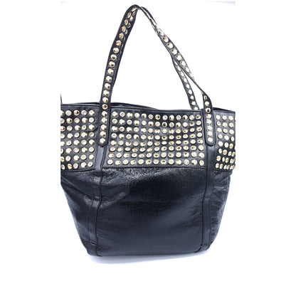Shine Faux Leather Rhinestone Tote Bag ~ Black