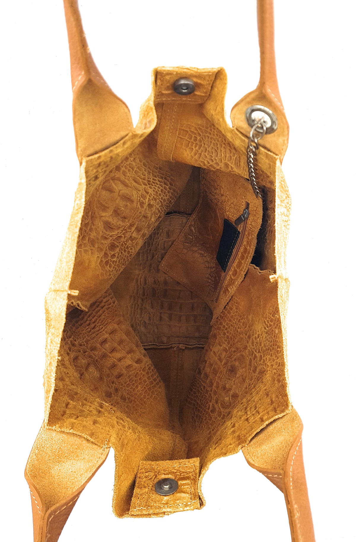Sac shopper Aiyana en cuir suèdé embossé alligator ~ Camel