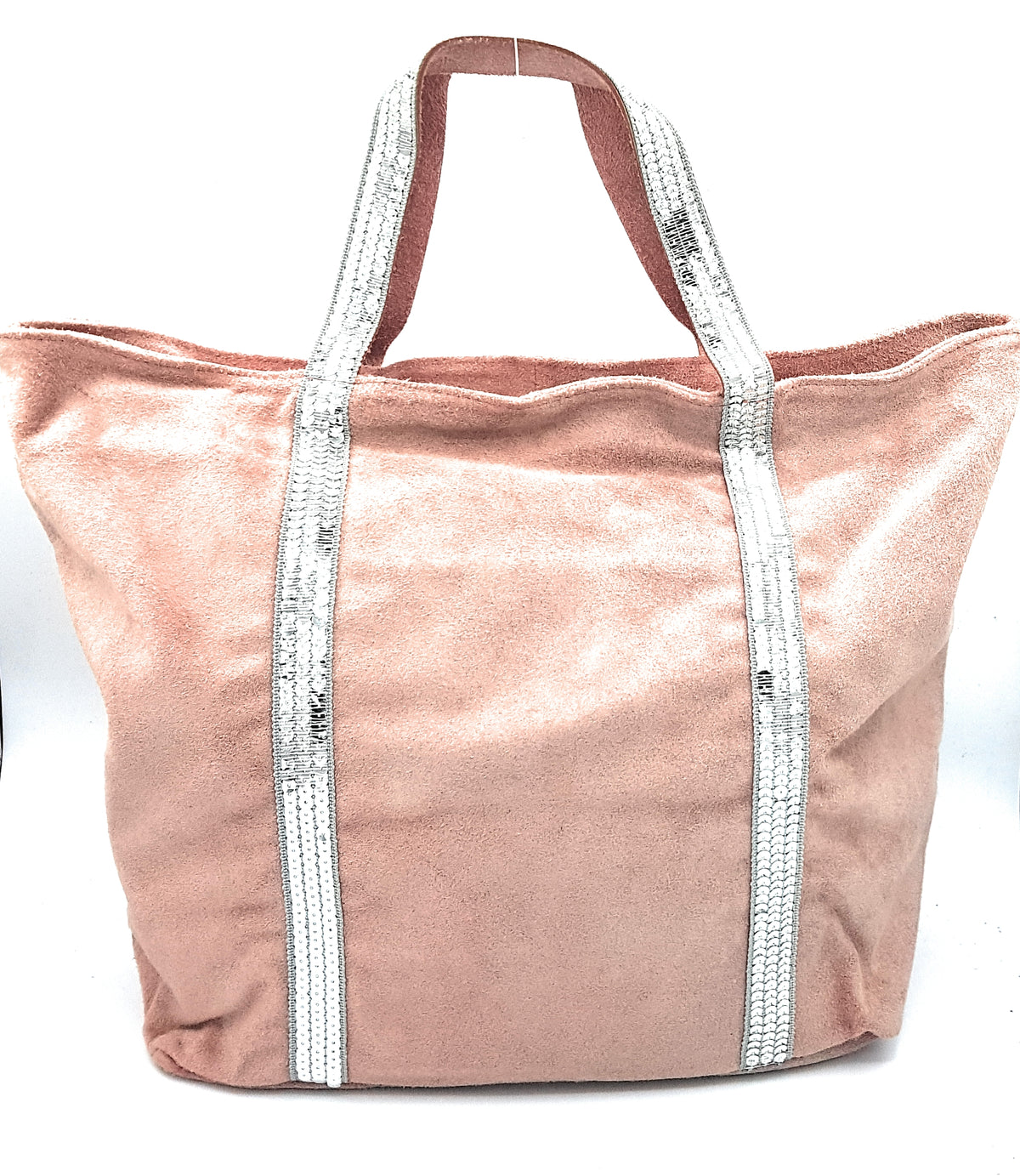 Sac cabas Kaya en cuir suèdé à sequins ~ Corail