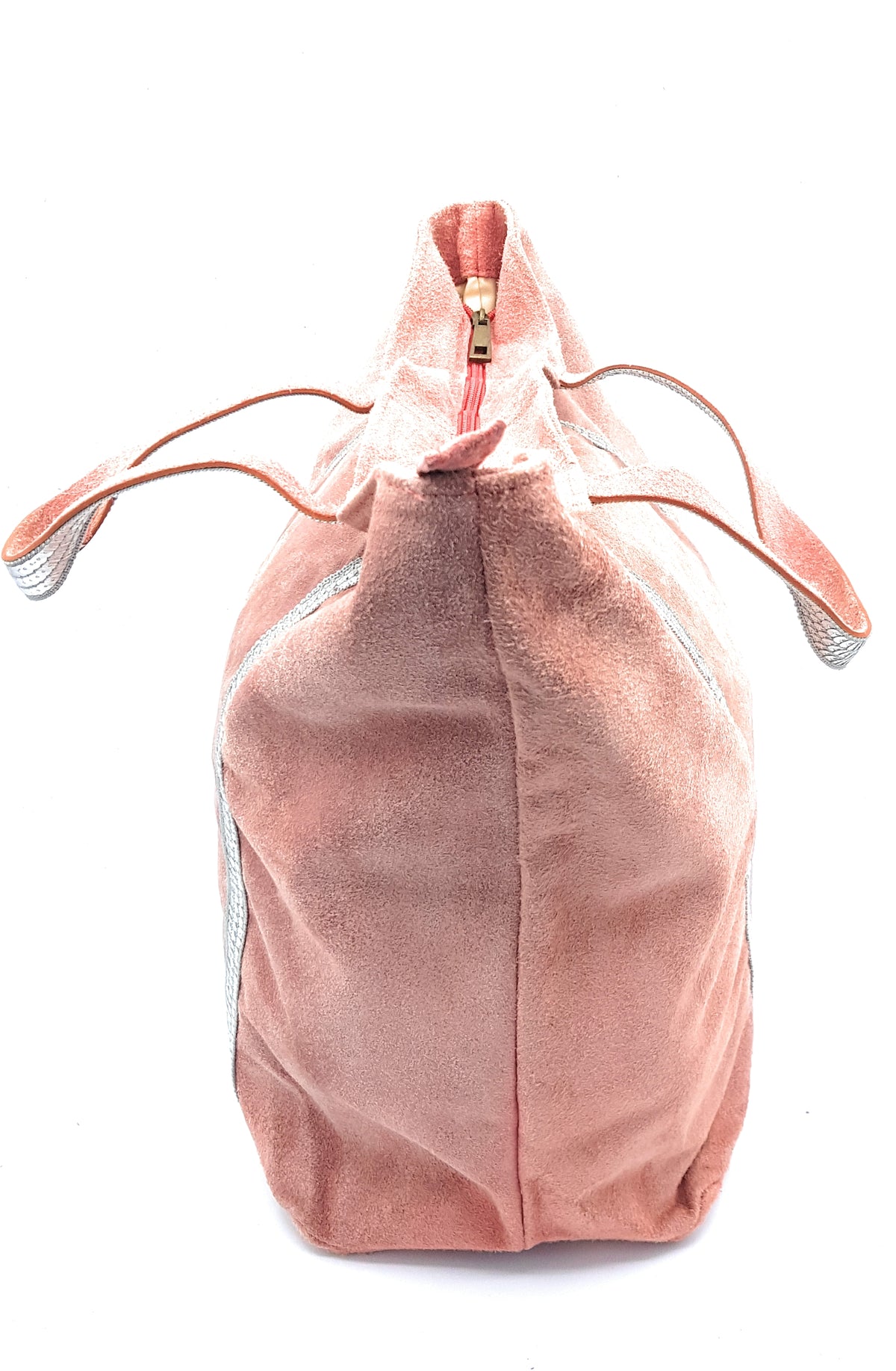 Sac cabas Kaya en cuir suèdé à sequins ~ Corail