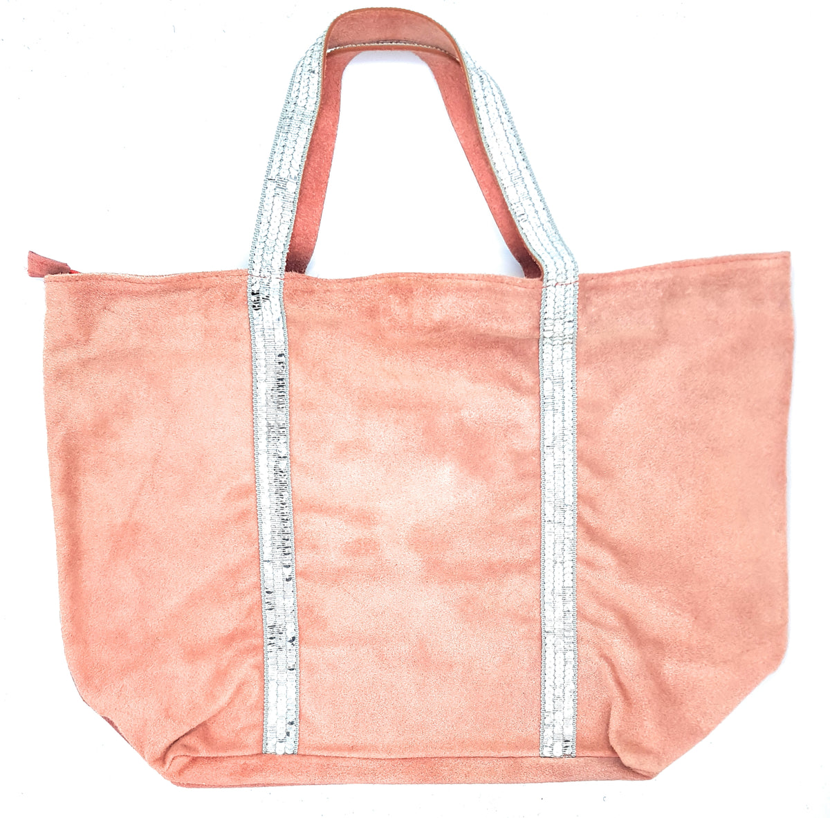 Sac cabas Kaya en cuir suèdé à sequins ~ Corail