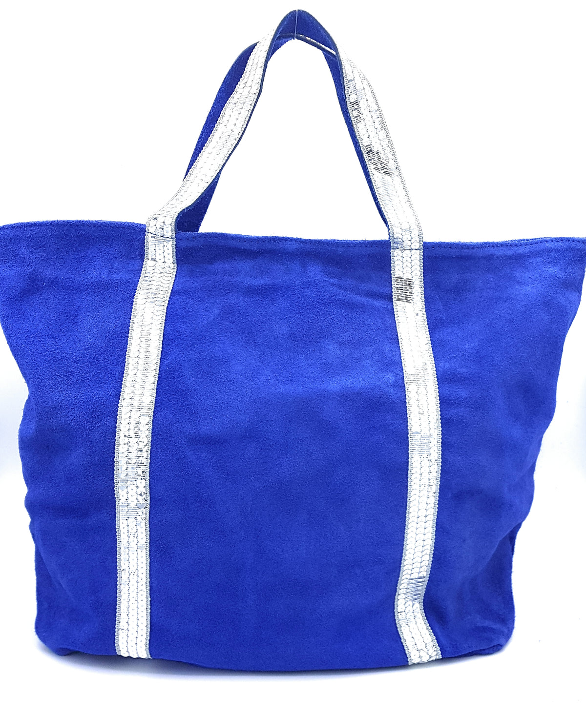 Sac cabas Kaya en cuir suèdé à sequins ~ Bleu royale