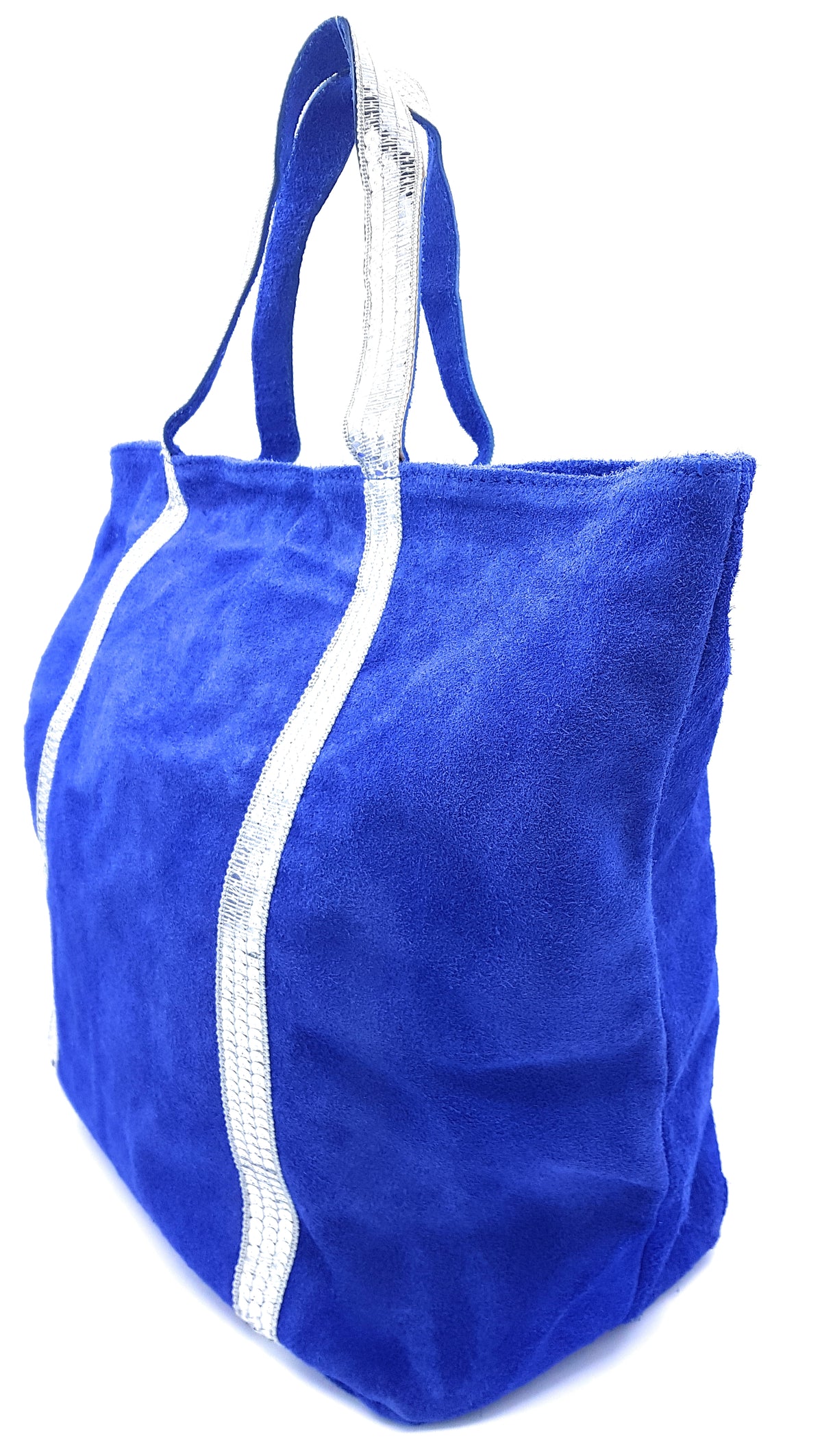 Sac cabas Kaya en cuir suèdé à sequins ~ Bleu royale