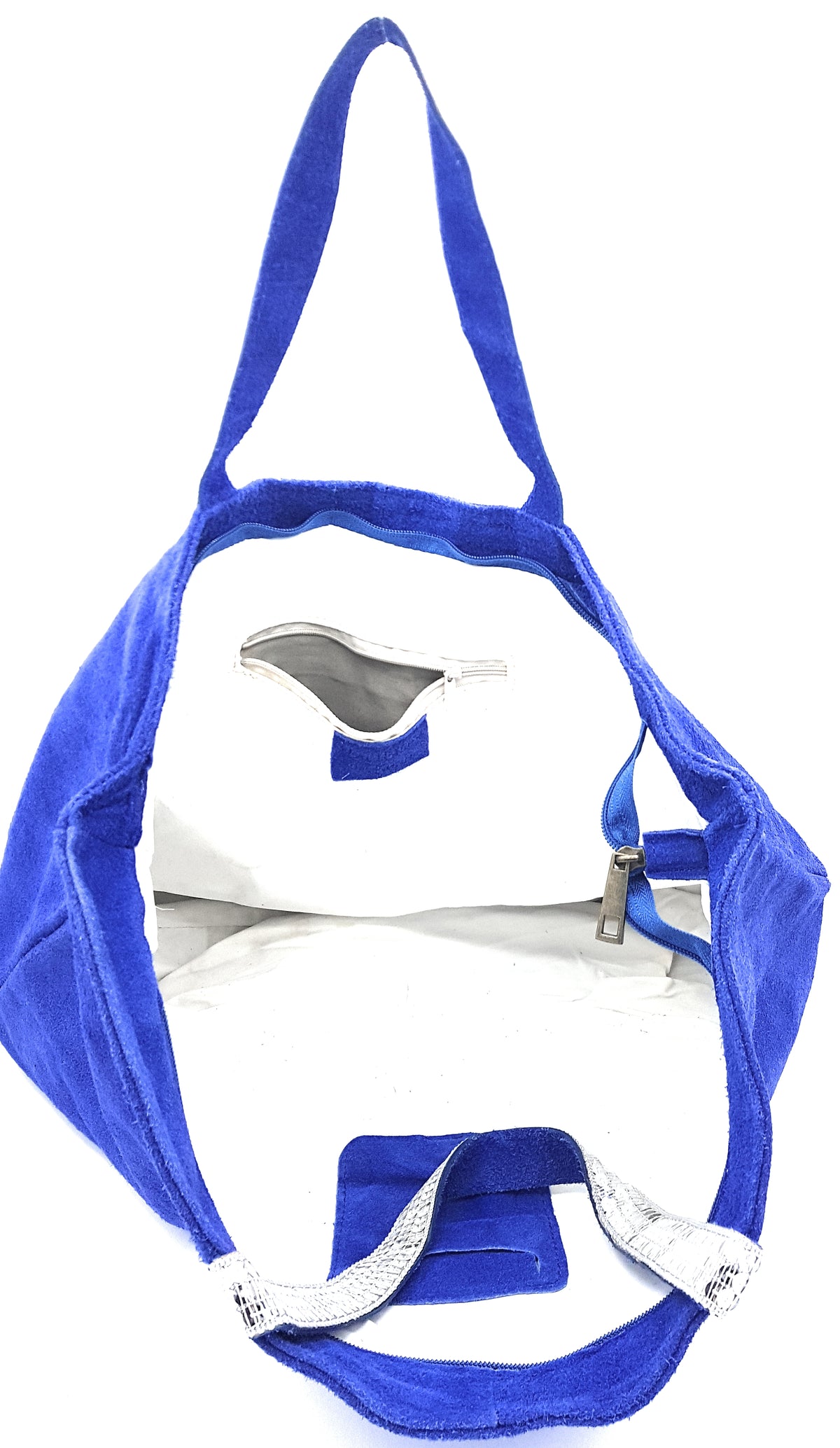 Sac cabas Kaya en cuir suèdé à sequins ~ Bleu royale