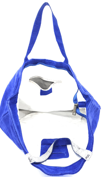 Sac cabas Kaya en cuir suèdé à sequins ~ Bleu royale