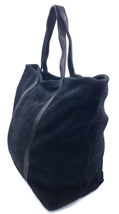 Sac cabas Kaya en cuir suèdé à sequins ~ Noir