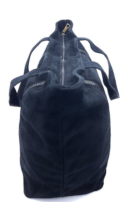 Sac cabas Kaya en cuir suèdé à sequins ~ Noir