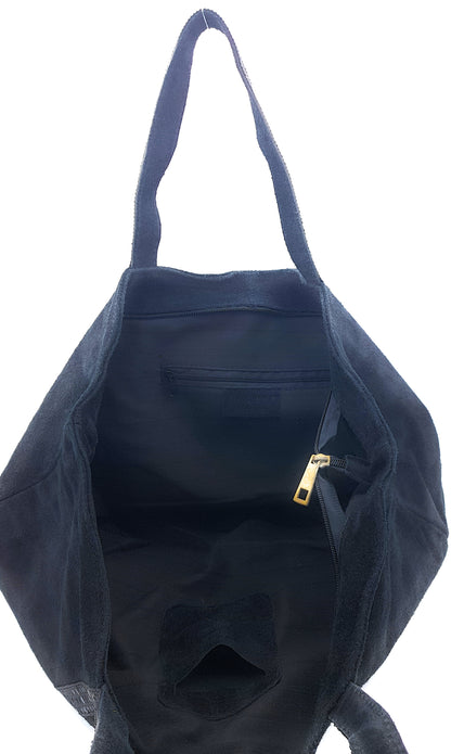 Sac cabas Kaya en cuir suèdé à sequins ~ Noir