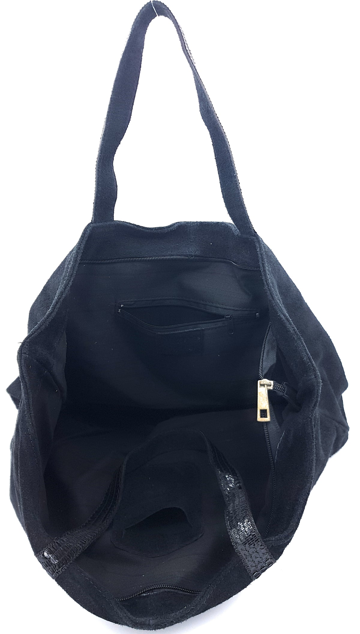 Sac cabas Kaya en cuir suèdé à sequins ~ Noir