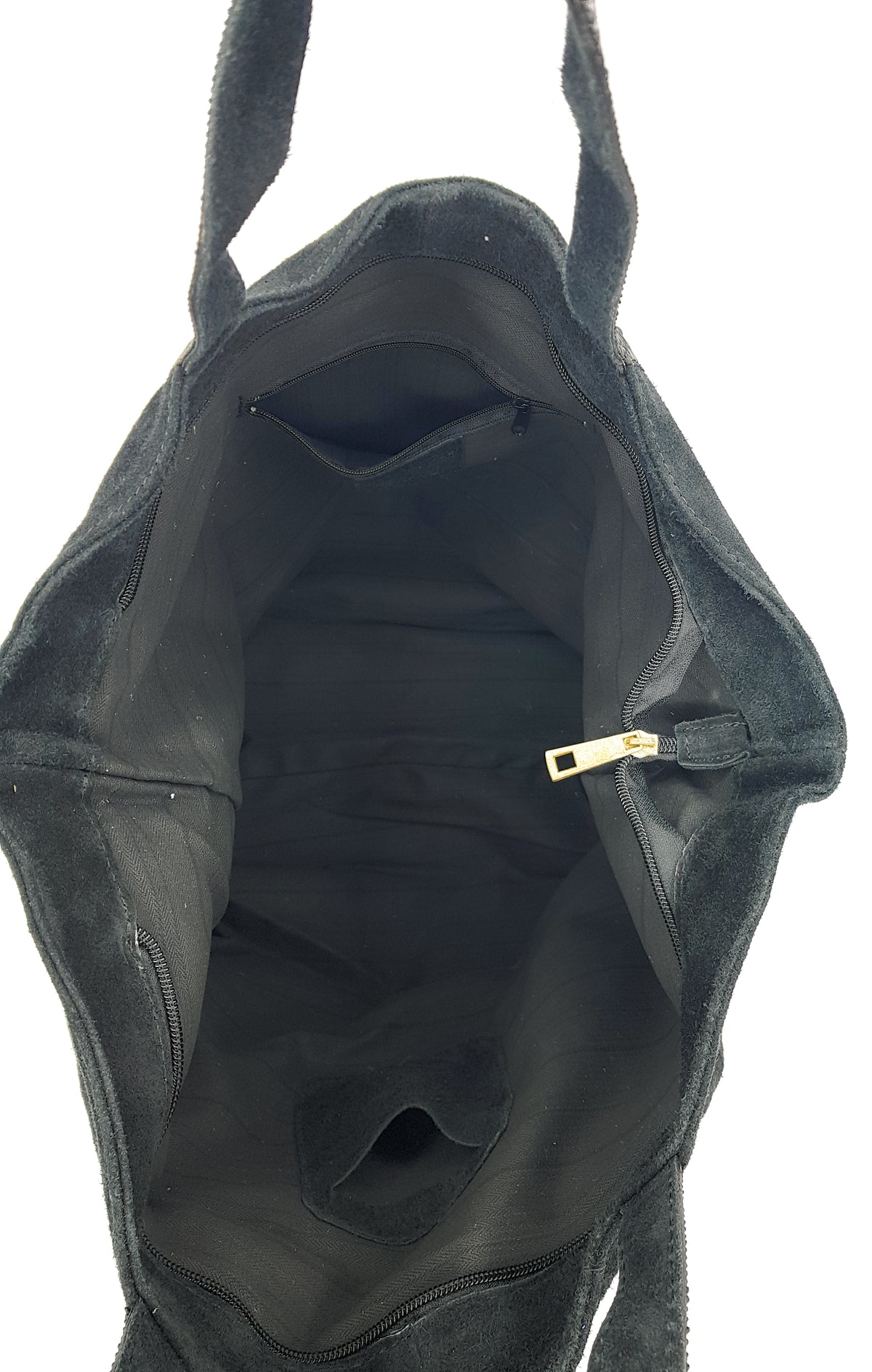 Sac cabas Kaya en cuir suèdé à sequins ~ Noir