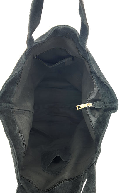 Sac cabas Kaya en cuir suèdé à sequins ~ Noir