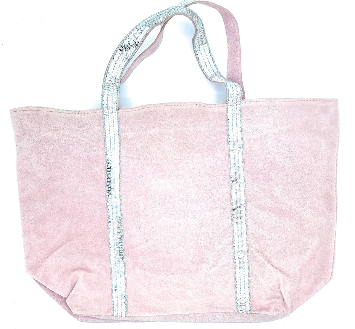Sac cabas Kaya en cuir suèdé à sequins ~ Rose pâle