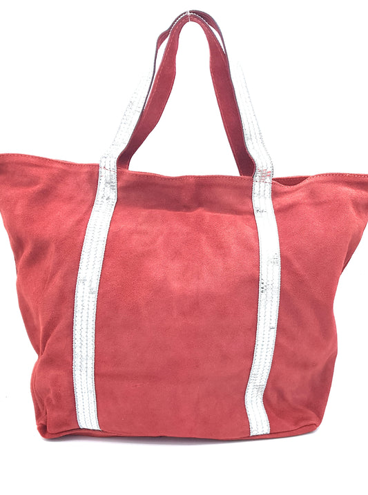 Sac cabas Kaya en cuir suèdé à sequins ~ Rouge