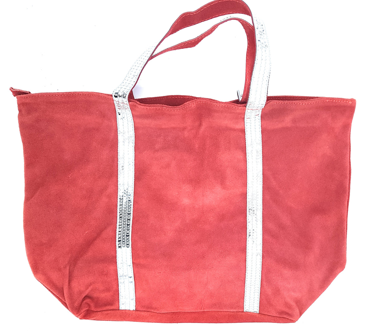 Kaya Suede Leather Sequin Tote Bag ~ Red