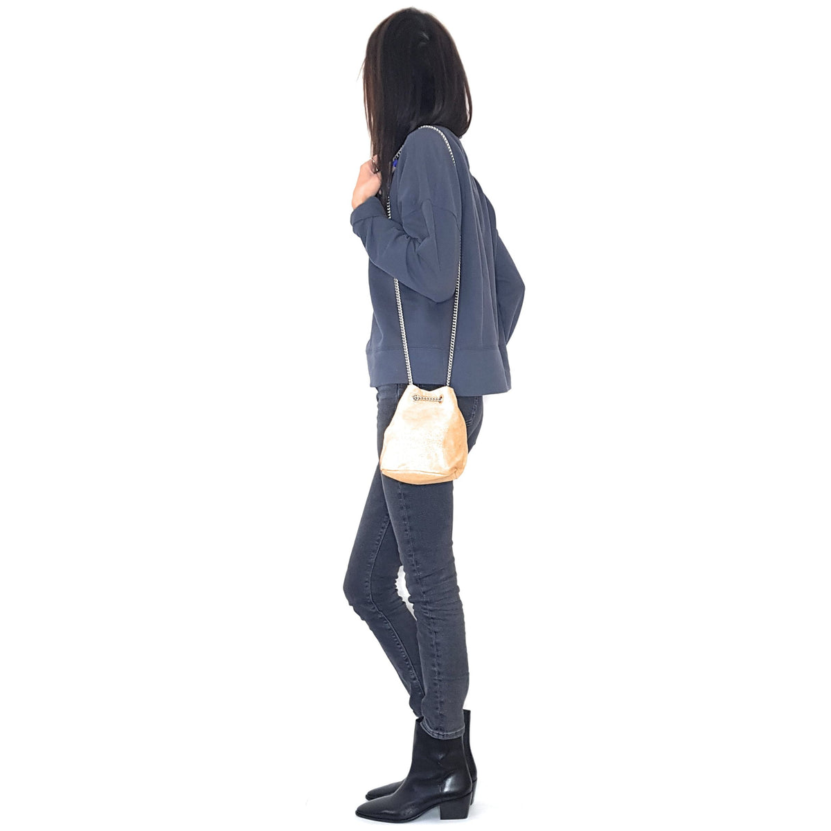 Sac pochette Ozalee en cuir suèdé irisé ~ Camel
