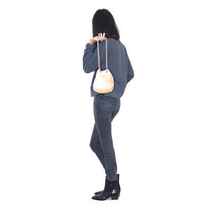 Sac pochette Ozalee en cuir suèdé irisé ~ Camel