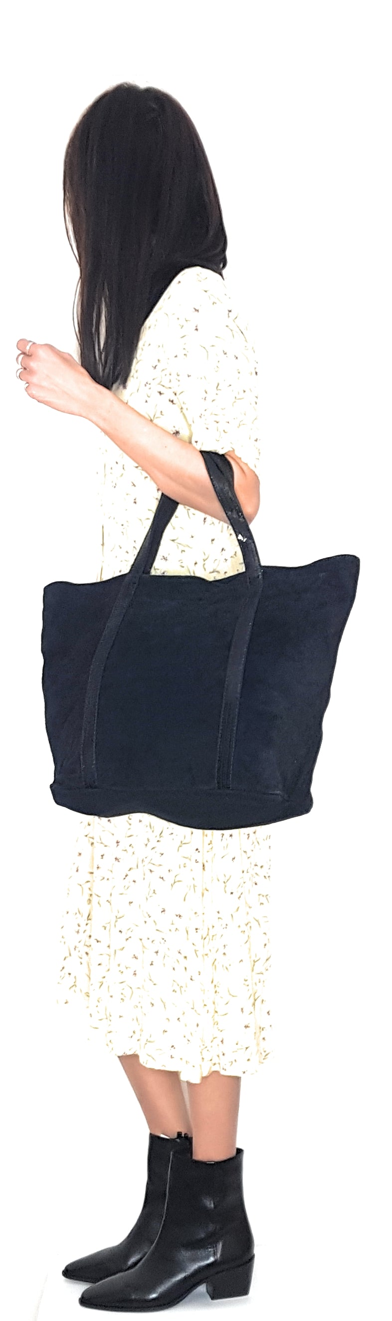 Sac cabas Kaya en cuir suèdé à sequins ~ Noir